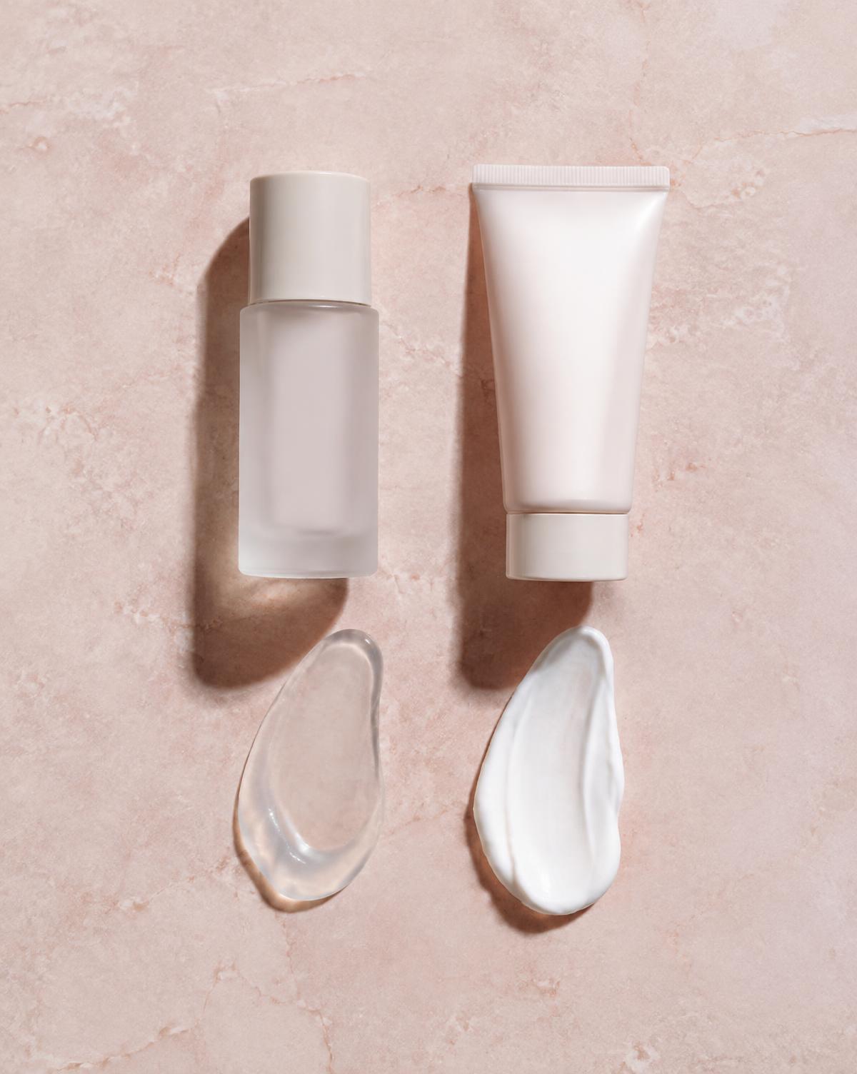 Gel and cream textures side by side