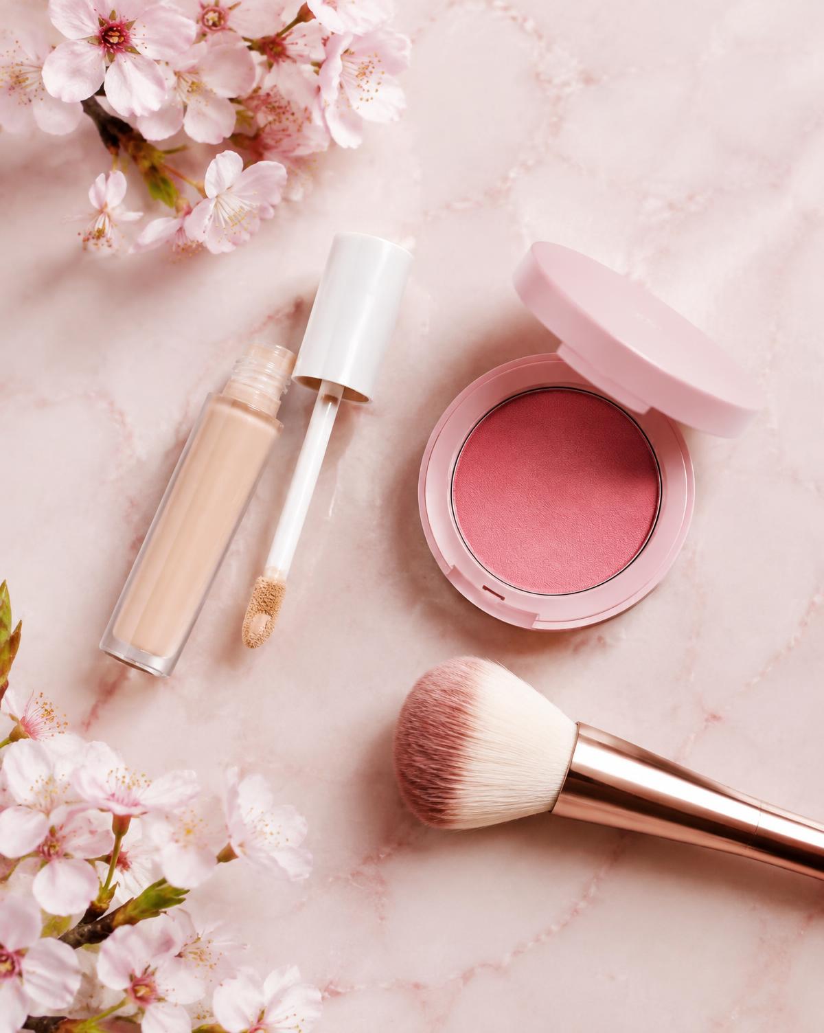 Concealer wand, blush compact and brush