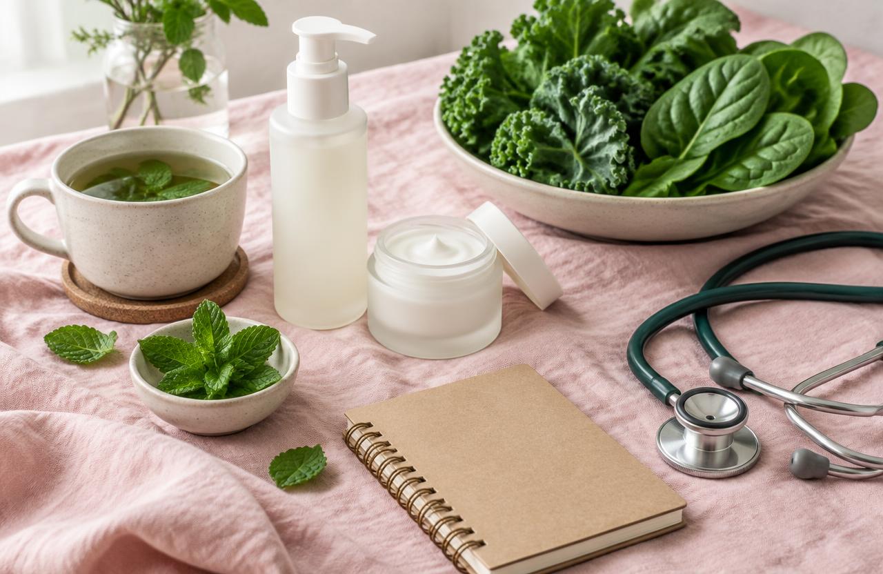 Gentle skincare with spearmint tea and greens